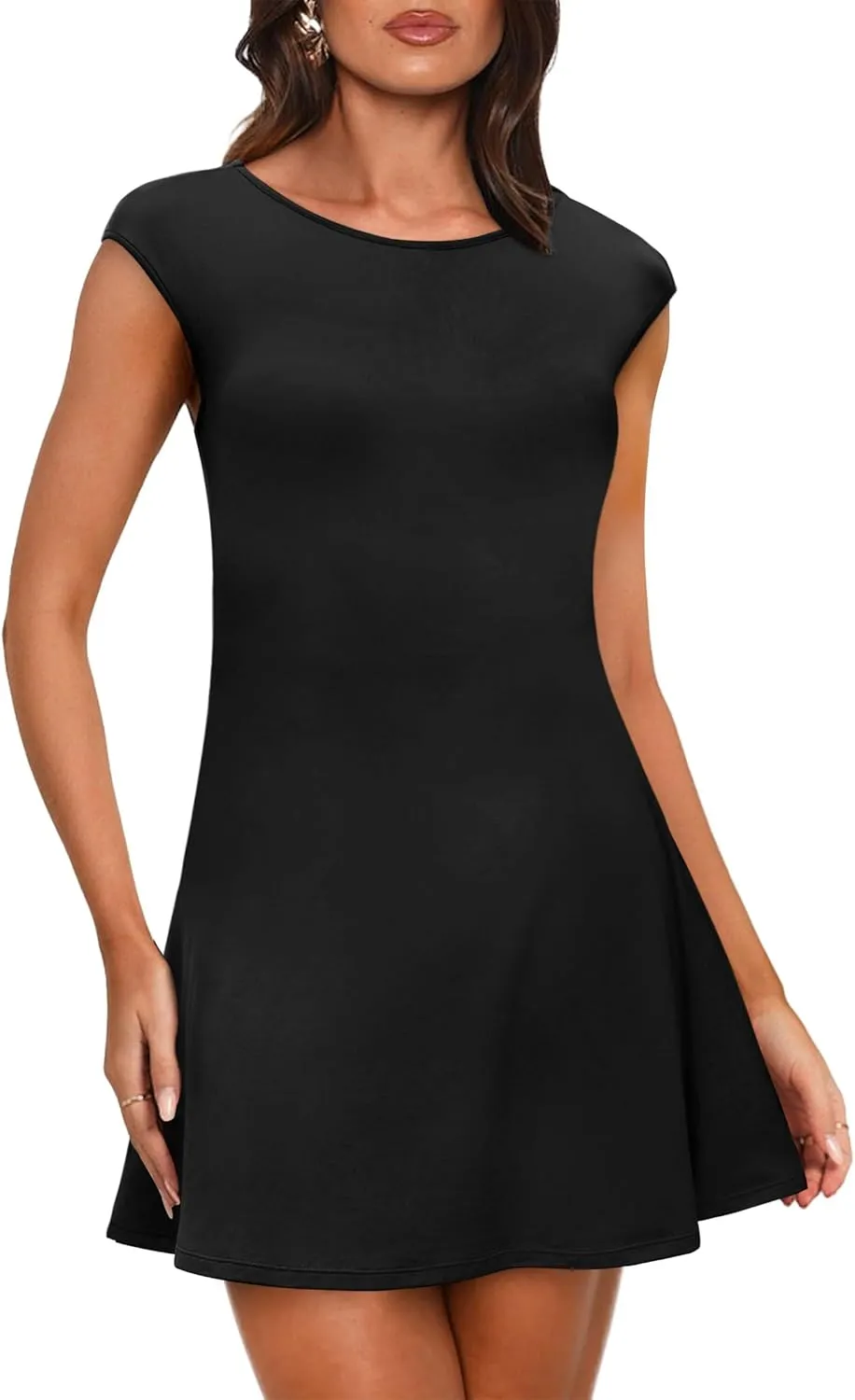OFEEFAN Womens Dresses Cap Sleeve Cocktail Graduation Formal Party Club Mini Outfits