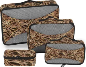 Packing Cube 4 Set Luggage Organizer Packing Cubes for Travel Women Packing Cube Tigers Stripe