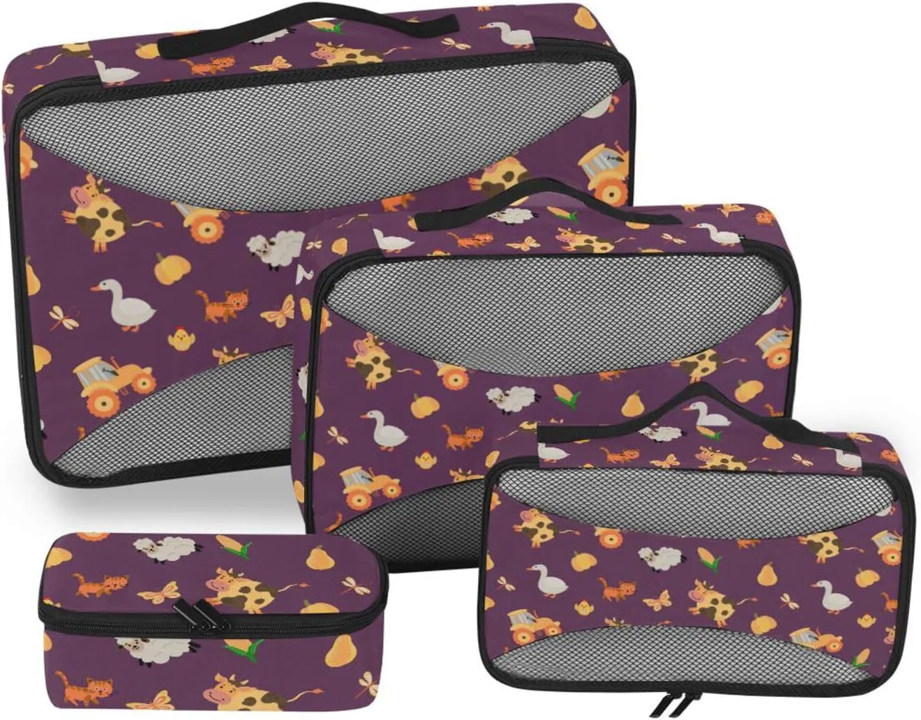 Packing Cubes for Travel 4 Set Luggage Cubes Packing Cubes for Travel Women Packing Cubs Farm Tractors Cows