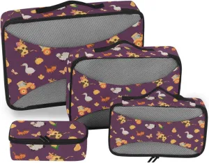 Packing Cubes for Travel 4 Set Luggage Cubes Packing Cubes for Travel Women Packing Cubs Farm Tractors Cows