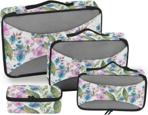 Packing Cubes for Travel 4 Set Luggage Organizer Bags Luggage Packing Organizers Packing Cube Floral Pattern