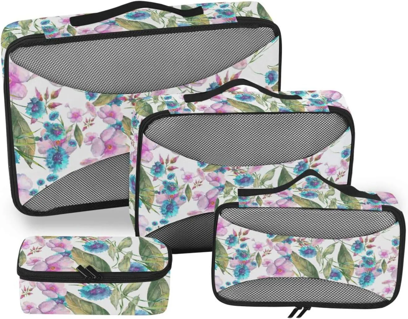 Packing Cubes for Travel 4 Set Luggage Organizer Bags Luggage Packing Organizers Packing Cube Floral Pattern