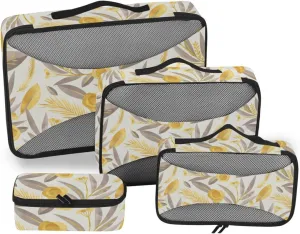 Packing Cubes for Travel 4 Set Luggage Organizer Travel Cubes for Luggage Packing Cubs Floral Pattern
