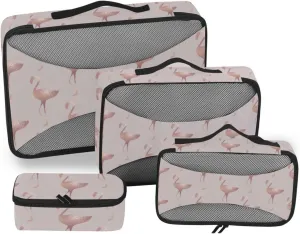 Packing Cubes for Travel 4 Set Luggage Organizer Travel Organizers Packimg Cubes Flamingo Pink