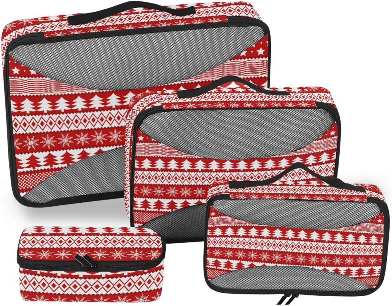 Packing Cubes for Travel Set of 4 Luggage Bags Organizers Suitcase Packing Cubes Packing Cubs Christmas Traditional Texture