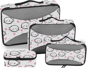 Packing Cubes for Travel Set of 4 Suitcase Organizer Travel Organizer Bags for Luggage Packing Cube Funny unicorns Fish