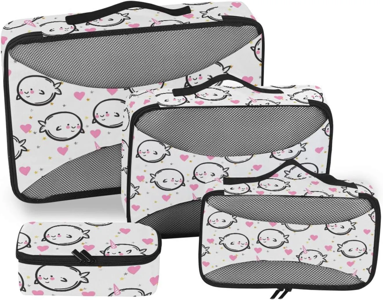 Packing Cubes for Travel Set of 4 Suitcase Organizer Travel Organizer Bags for Luggage Packing Cube Funny unicorns Fish