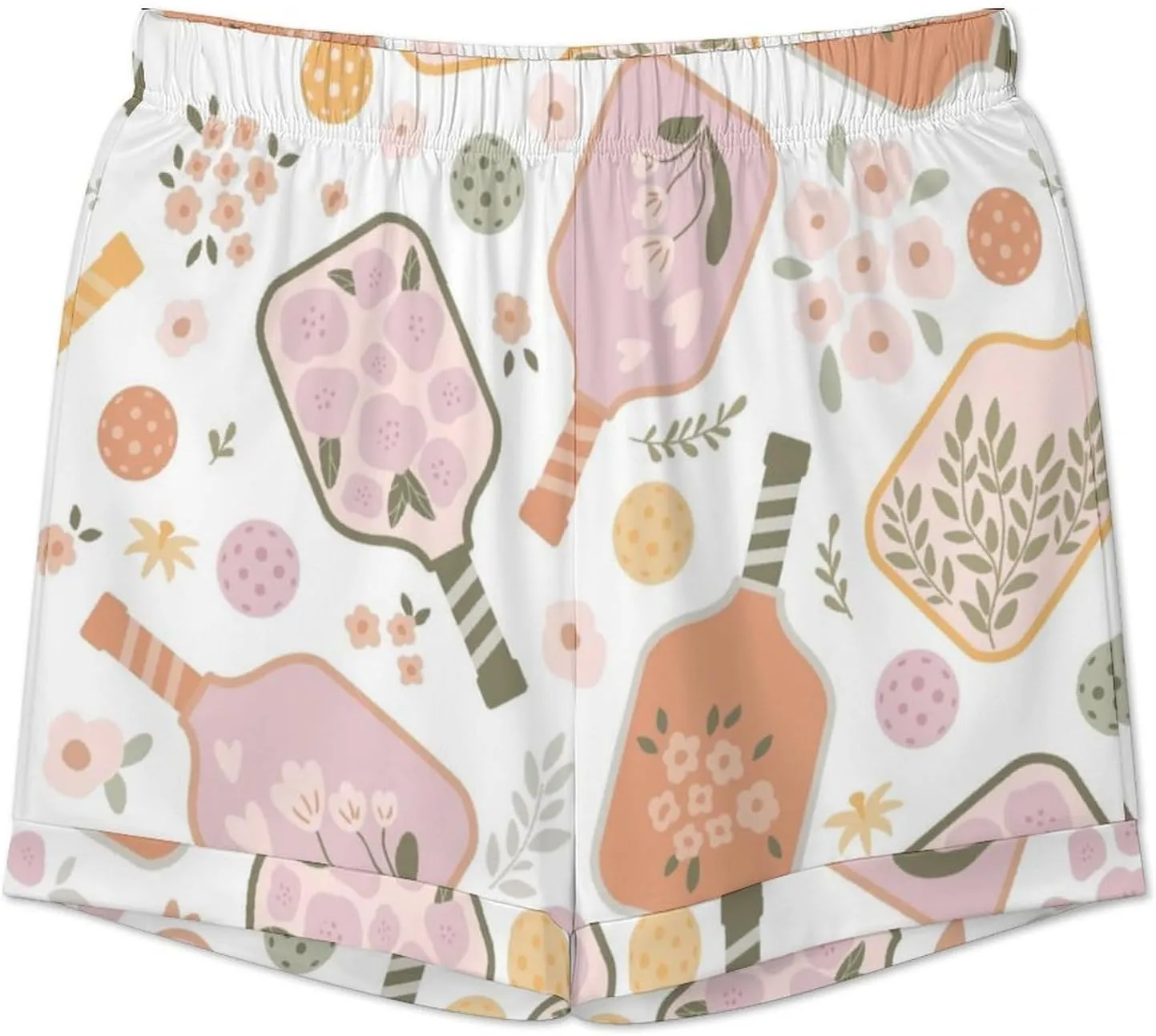 Pajama Sets for Womens Pickleball Floral Paddles Summer Short Sleeve Shirts And Pants Set