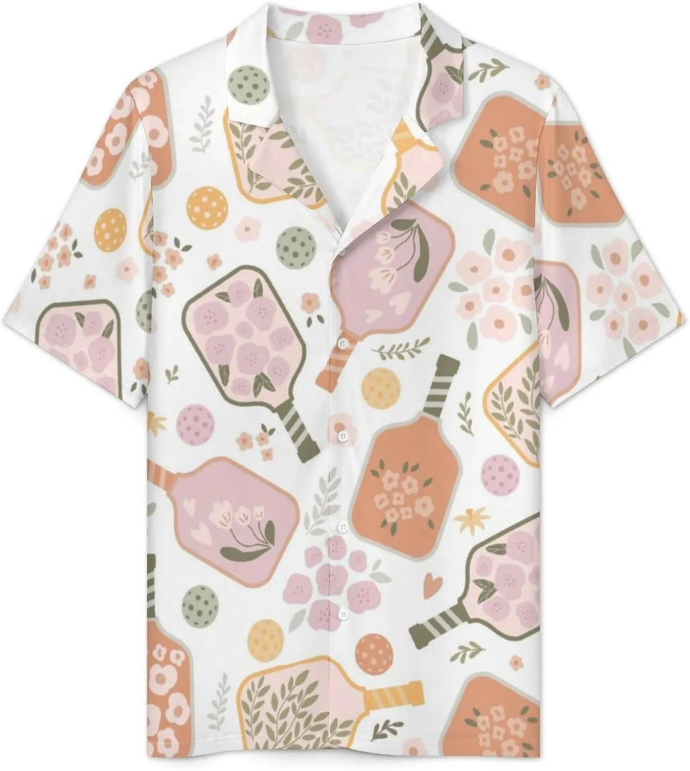 Pajama Sets for Womens Pickleball Floral Paddles Summer Short Sleeve Shirts And Pants Set