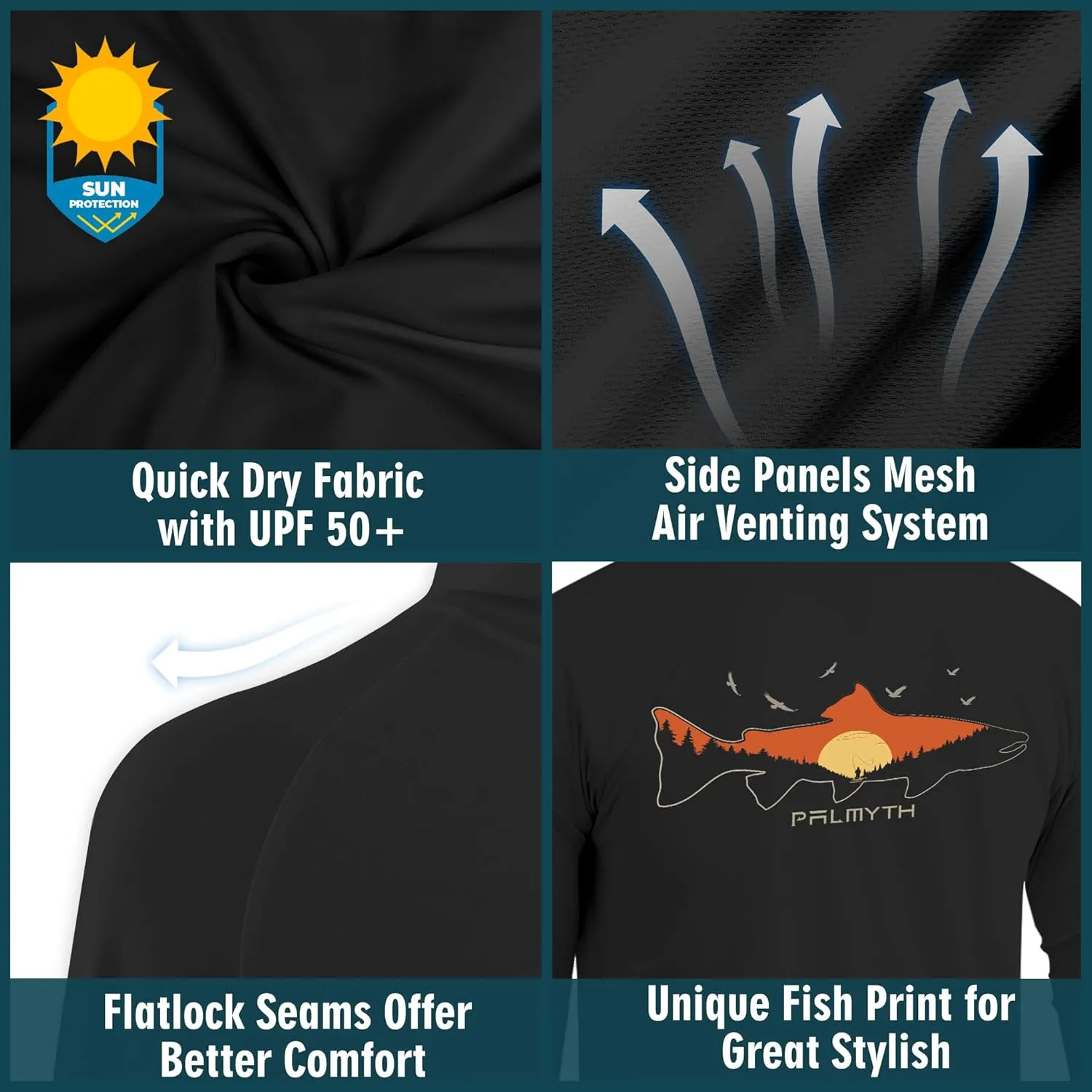 Palmyth Fishing Hoodie for Men Long Sleeve Sun Protection UV UPF 50  Shirts
