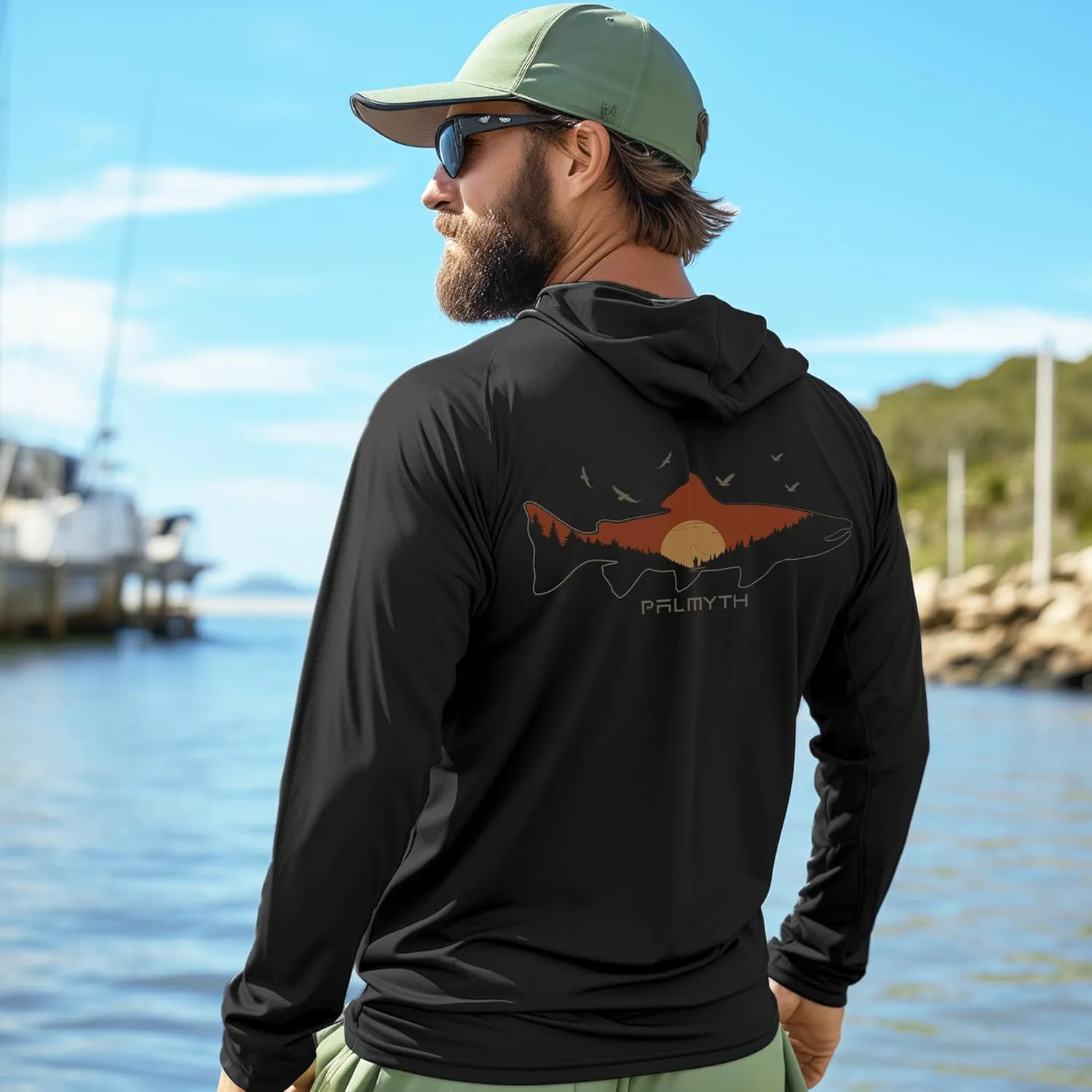 Palmyth Fishing Hoodie for Men Long Sleeve Sun Protection UV UPF 50  Shirts