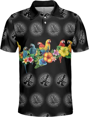 Parrot Golf Shirt Men Funny Golf Polos for Men Dry Fit Funny - Birds Golf Polo Shirts Hawaiian Polo Golf Outfits (MP_PL_9)