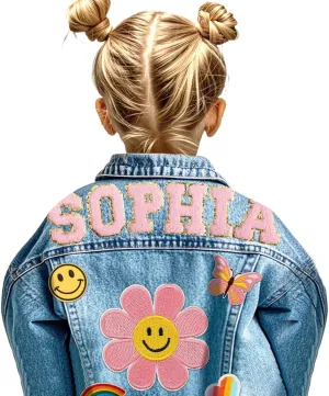 Personalized Denim Jacket for Girls Boys Kids & Toddler, Custom Name Jean Jacket 1-14st Gifts for Girls Boys