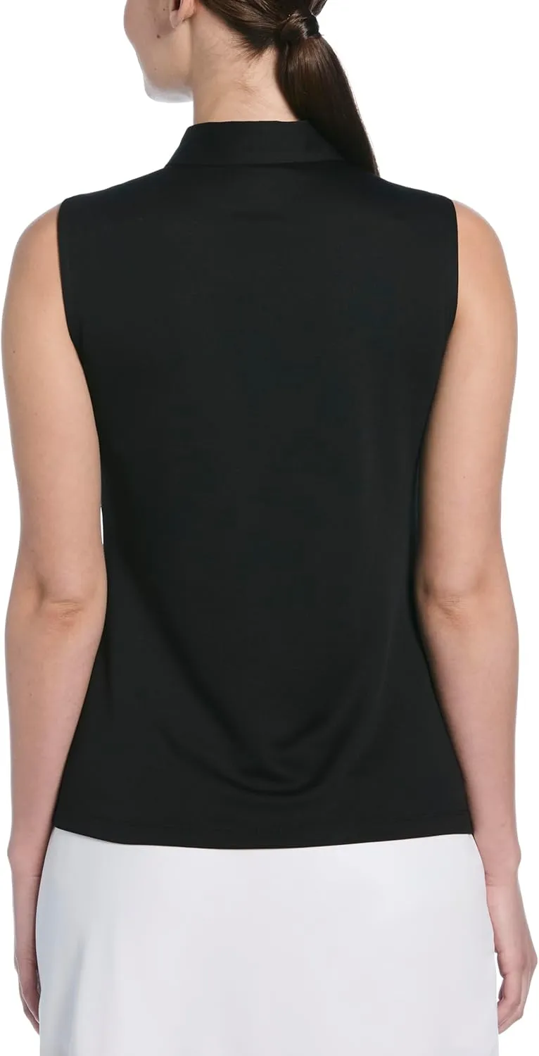 PGA TOUR Women's Airflux Sleeveless Quarter Zip Golf Polo Shirt Moisture-Wicking Fabric