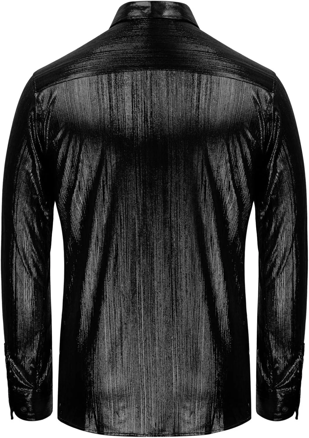 PJ PAUL JONES Men's 70s Disco Shirts Luxury Metallic Sequins Button Down Long Sleeve Party Shirt Nightclub Costume Tops