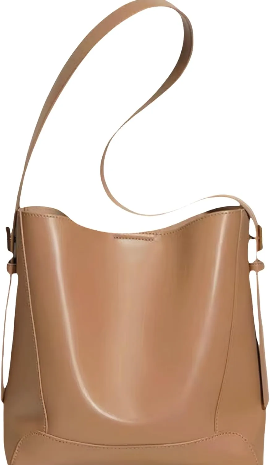 Premium Leather Bucket Bag for Women, 5-Level Adjustable Shoulder & Crossbody Strap