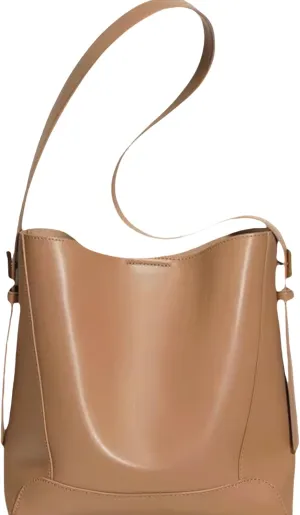 Premium Leather Bucket Bag for Women, 5-Level Adjustable Shoulder & Crossbody Strap