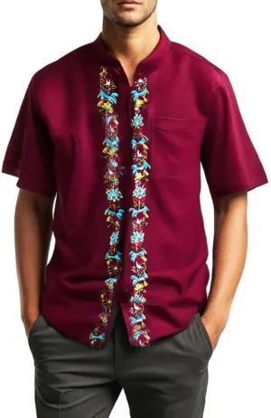 Premium Quality Mens Guayabera Shirts, Button Down, Detailed Embroidery, and Fine Stitching, Sizes S-XL