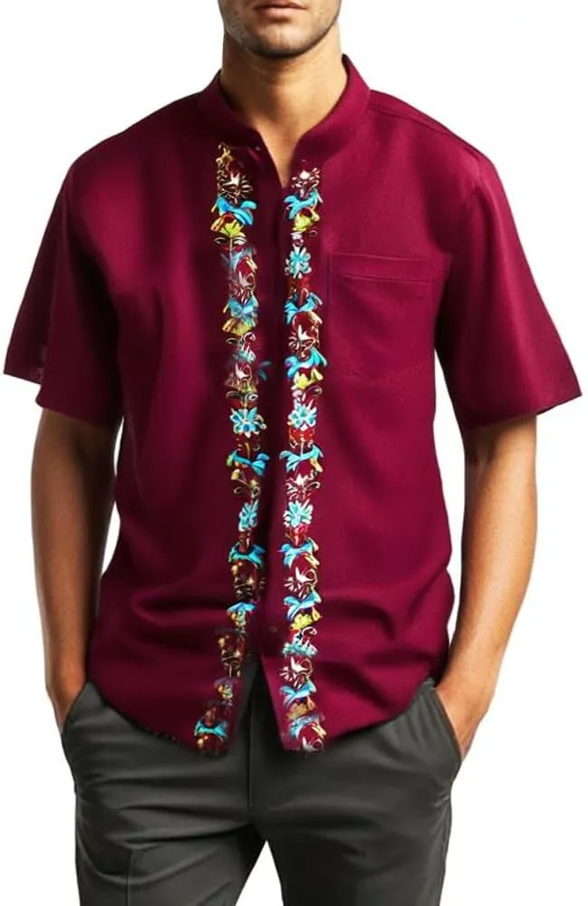 Premium Quality Mens Guayabera Shirts, Button Down, Detailed Embroidery, and Fine Stitching, Sizes S-XL