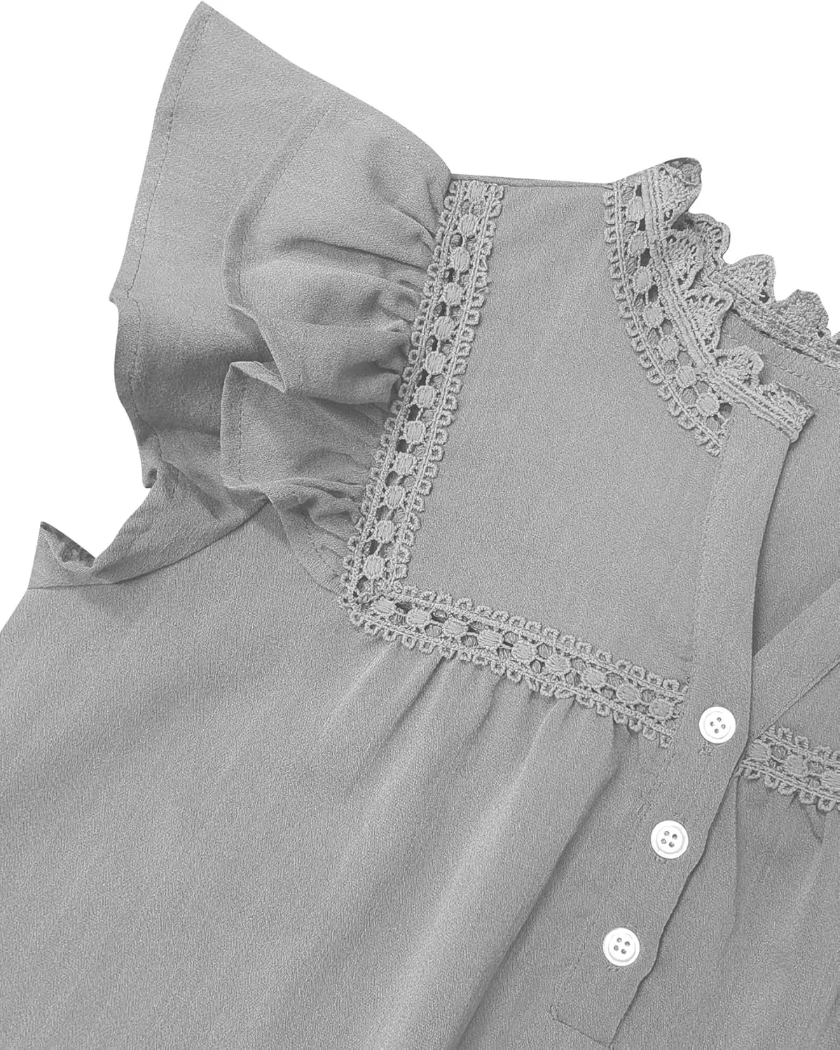 PRETTODAY Women's V Neck Lace Crochet Shirts Button Down Short Sleeve Casual Blouse Tops