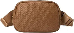 PU Leather Chest Bag Belt Bag Crossbody Bag Pack Purse for Women and Men with Adjustable Strap Outdoor Sports Yoga Bag (Brown)