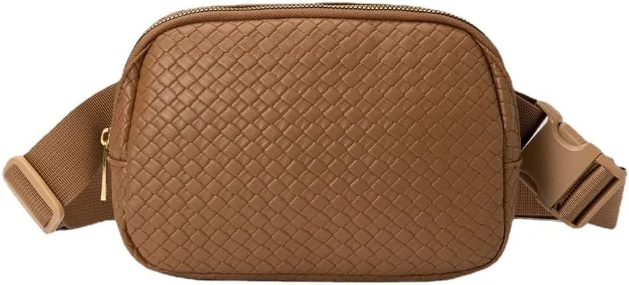 PU Leather Chest Bag Belt Bag Crossbody Bag Pack Purse for Women and Men with Adjustable Strap Outdoor Sports Yoga Bag (Brown)