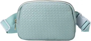 PU Leather Chest Bag Belt Bag Crossbody Bag Pack Purse for Women and Men with Adjustable Strap Outdoor Sports Yoga Bag (Light Blue), R8787