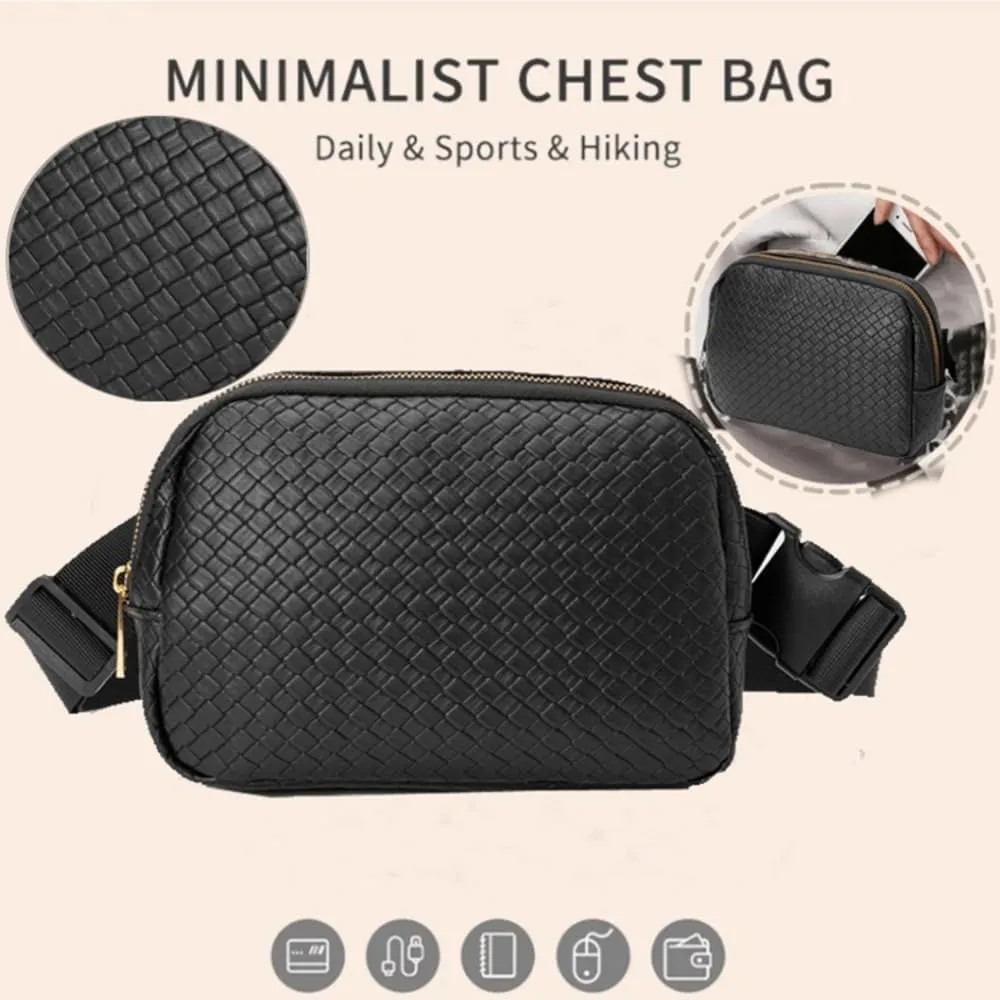 PU Leather Chest Bag Belt Bag Crossbody Bag Pack Purse for Women and Men with Adjustable Strap Outdoor Sports Yoga Bag (Light Blue), R8787
