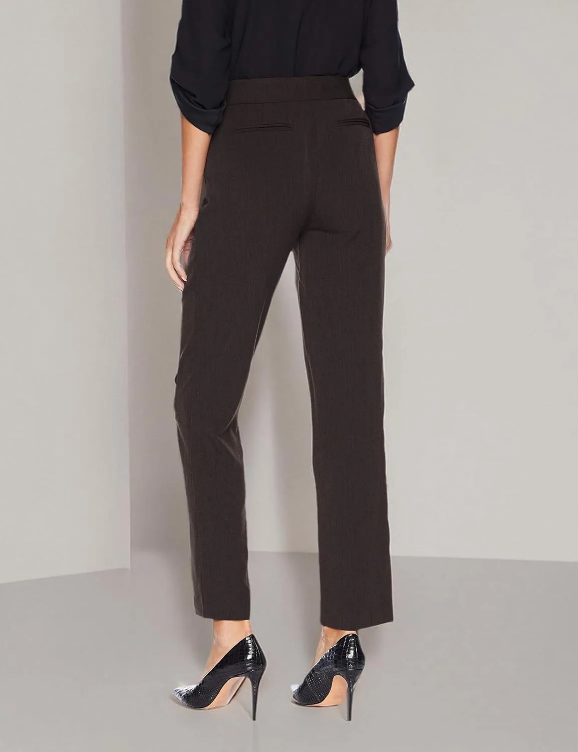 Rafaella Women's Curvy Gabardine Slim Leg Stretch Dress Pant, 30 Inch Inseam, Pull-on, with Pockets (Petite Size 4-14)