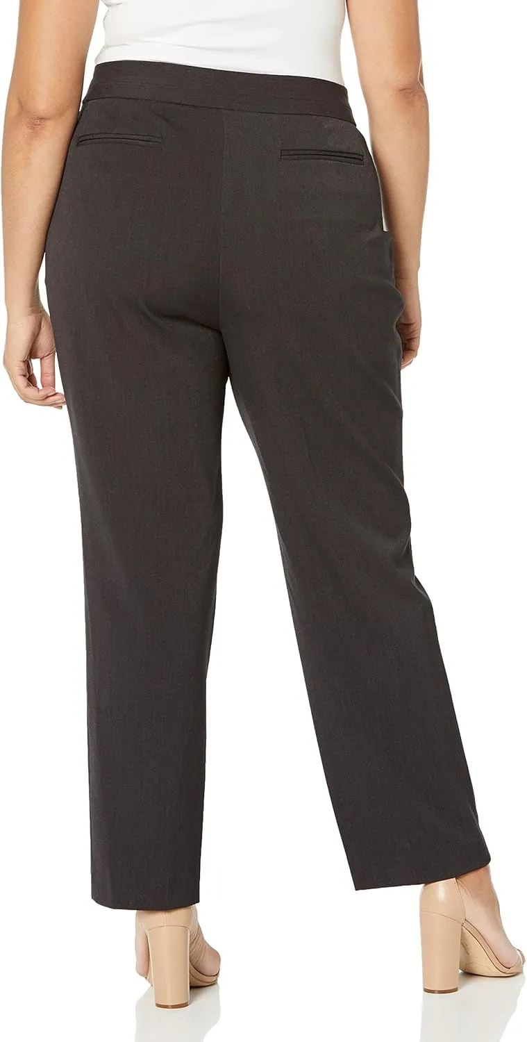 Rafaella Women's Plus Size Curvy Gabardine Slim Leg Stretch Dress Pant, 32-inch Inseam, Pull-on, with Pockets (Size 16-22)