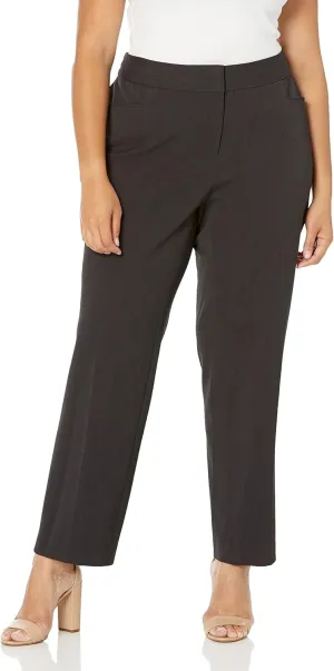 Rafaella Women's Plus Size Curvy Gabardine Slim Leg Stretch Dress Pant, 32-inch Inseam, Pull-on, with Pockets (Size 16-22)