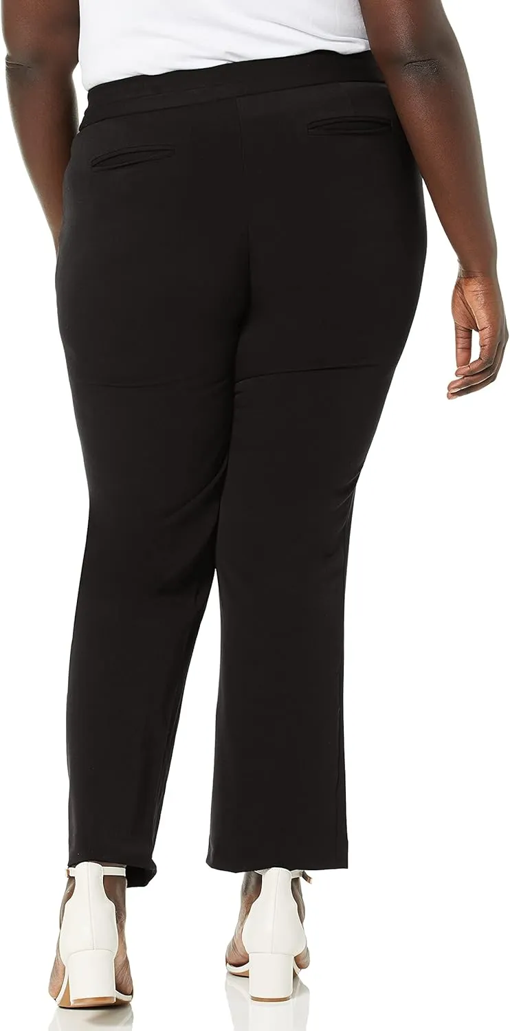 Rafaella Women's Plus Size Curvy Gabardine Slim Leg Stretch Dress Pant, 32-inch Inseam, Pull-on, with Pockets (Size 16-22)