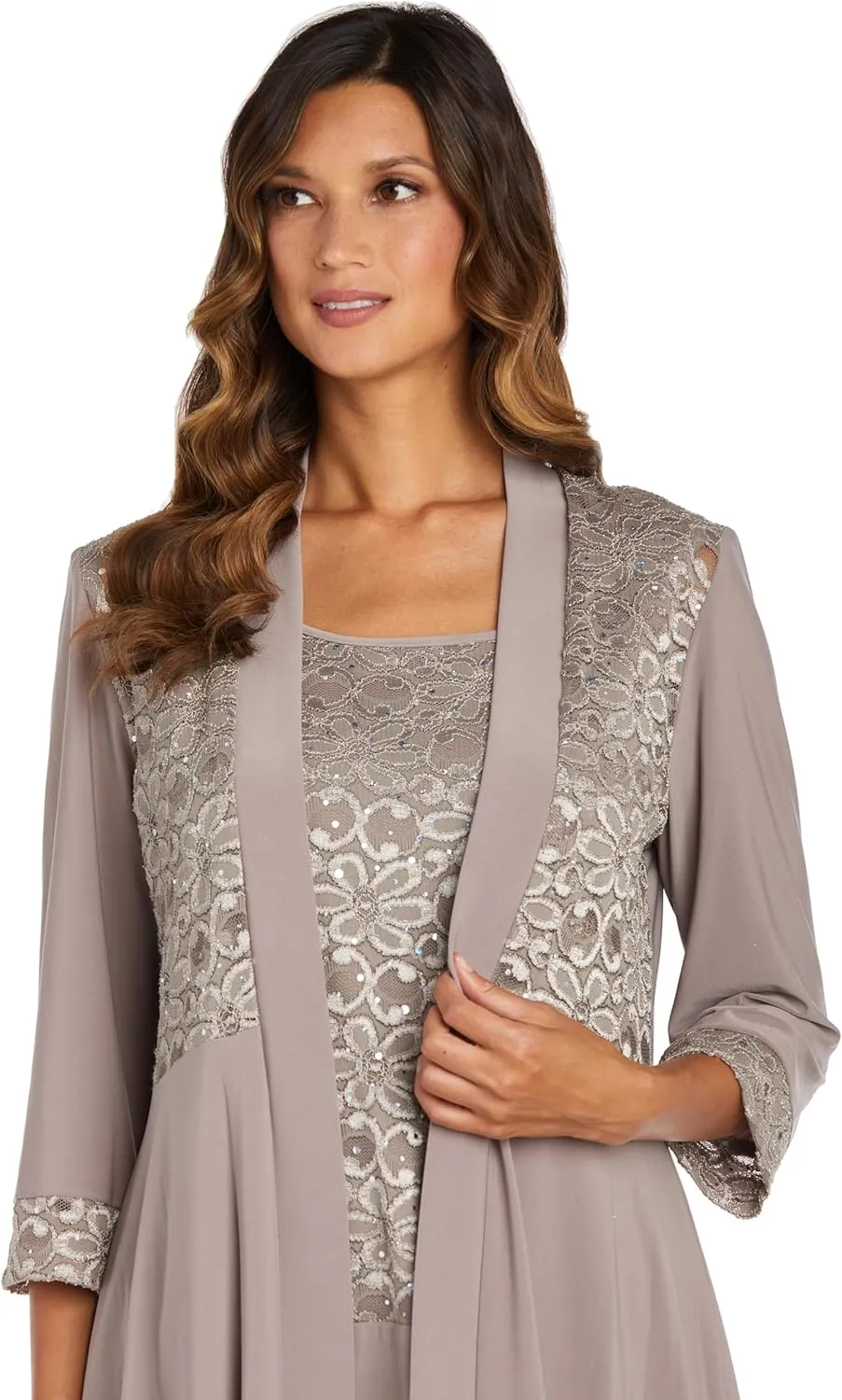 R&M Richards Women's 2 Piece Floral Lace Pantsuit