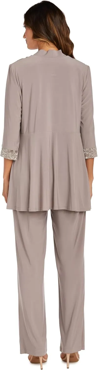 R&M Richards Women's 2 Piece Floral Lace Pantsuit