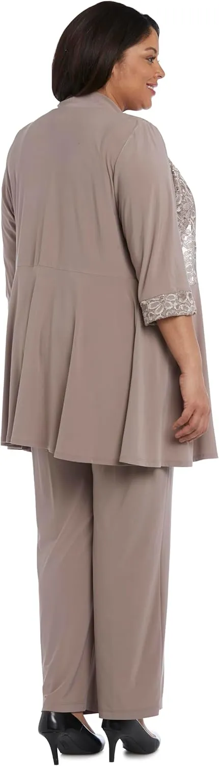 R&M Richards Women's 2 Piece Floral Lace Pantsuit