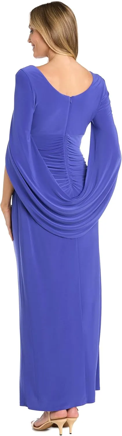 R&M Richards Womens Drape Back Long Evening Dress