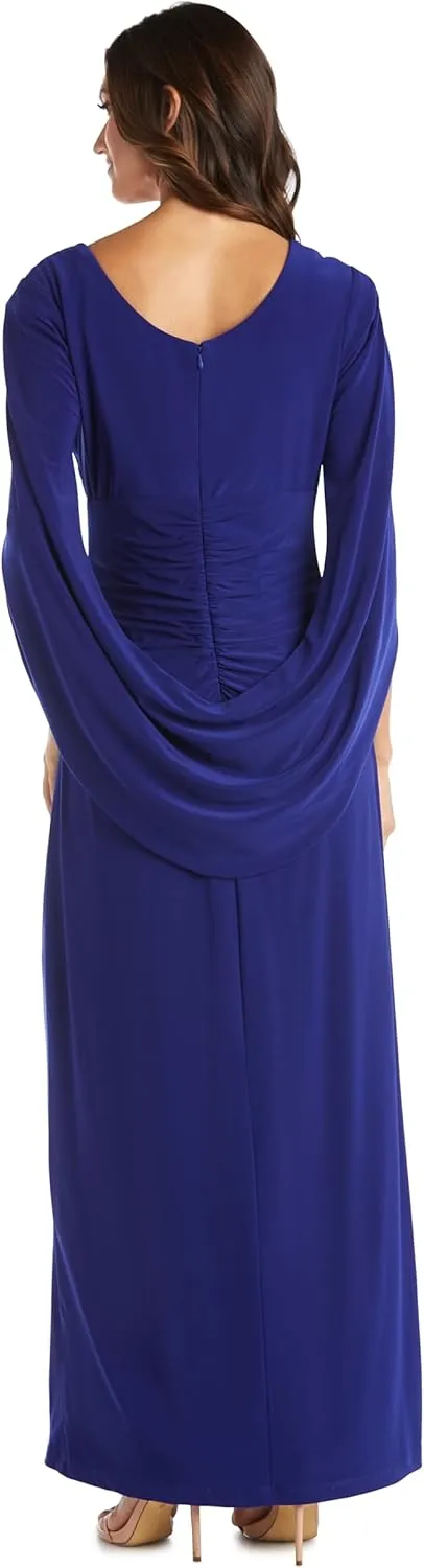 R&M Richards Womens Drape Back Long Evening Dress