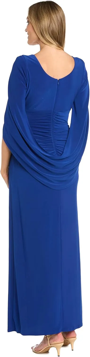 R&M Richards Womens Drape Back Long Evening Dress