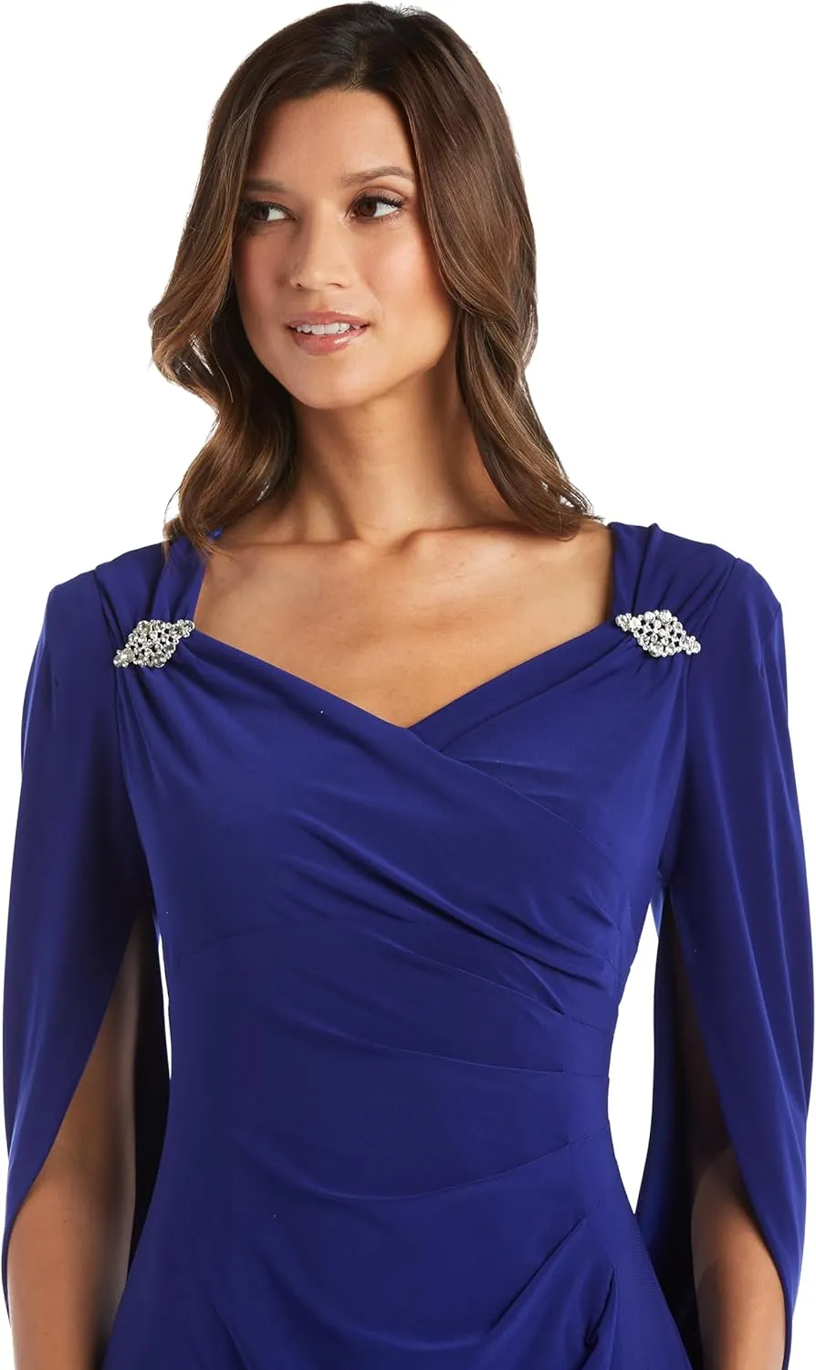 R&M Richards Womens Drape Back Long Evening Dress