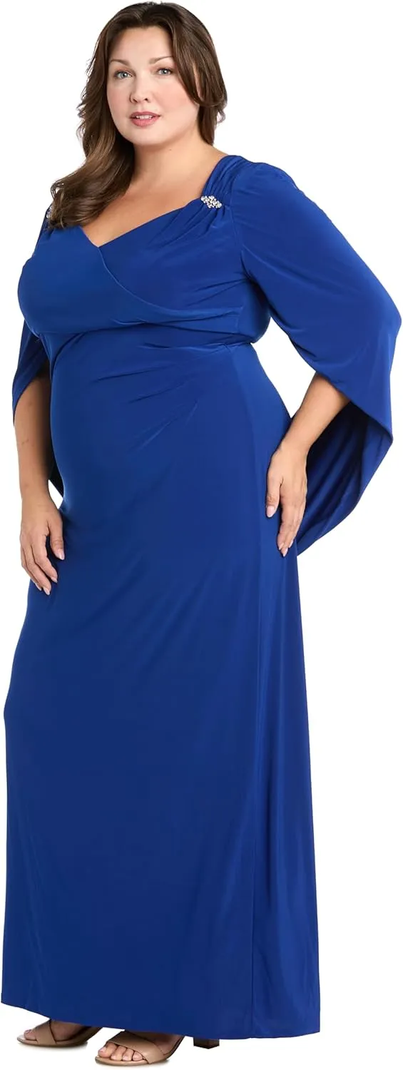 R&M Richards Womens Drape Back Long Evening Dress
