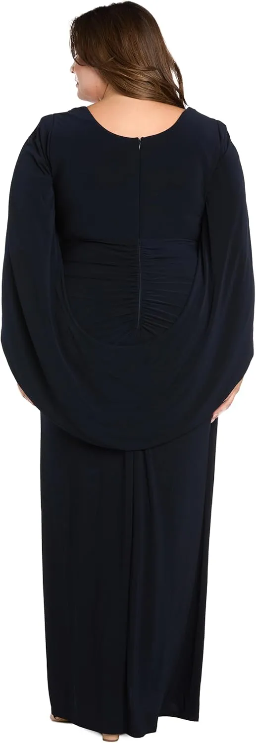 R&M Richards Womens Drape Back Long Evening Dress