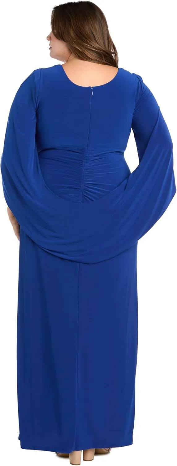 R&M Richards Womens Drape Back Long Evening Dress
