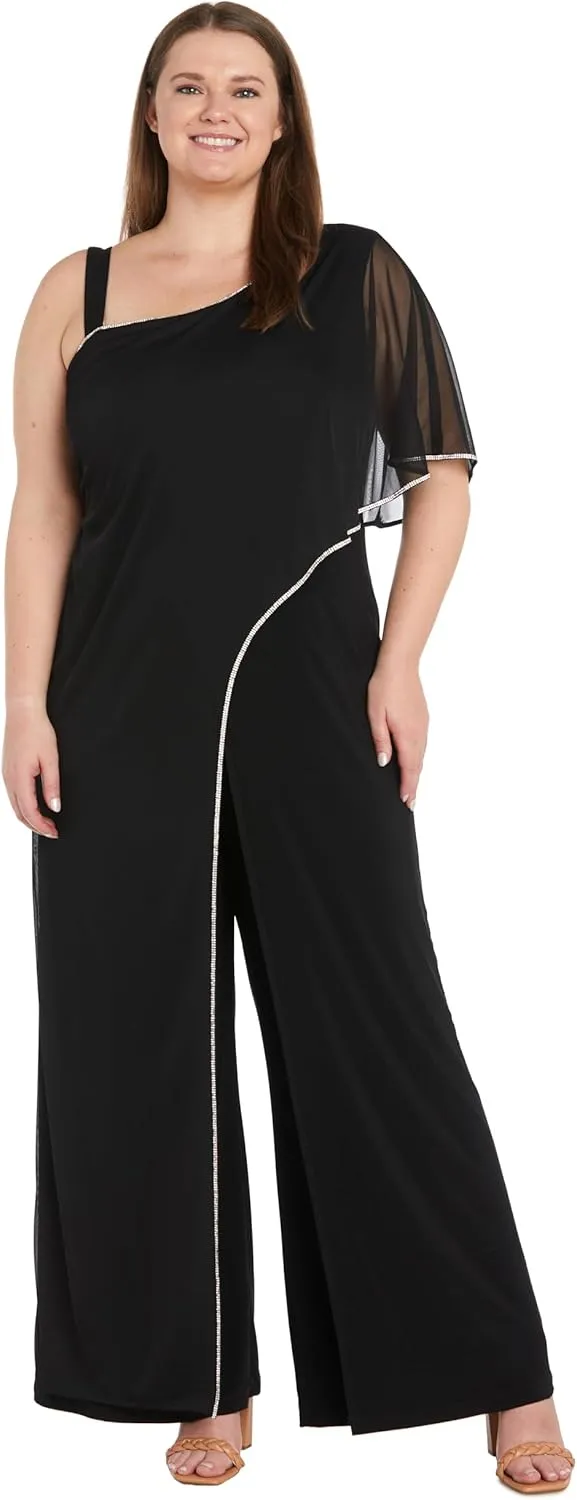 R&M Richards Womens Plus Embellished Jumpsuit