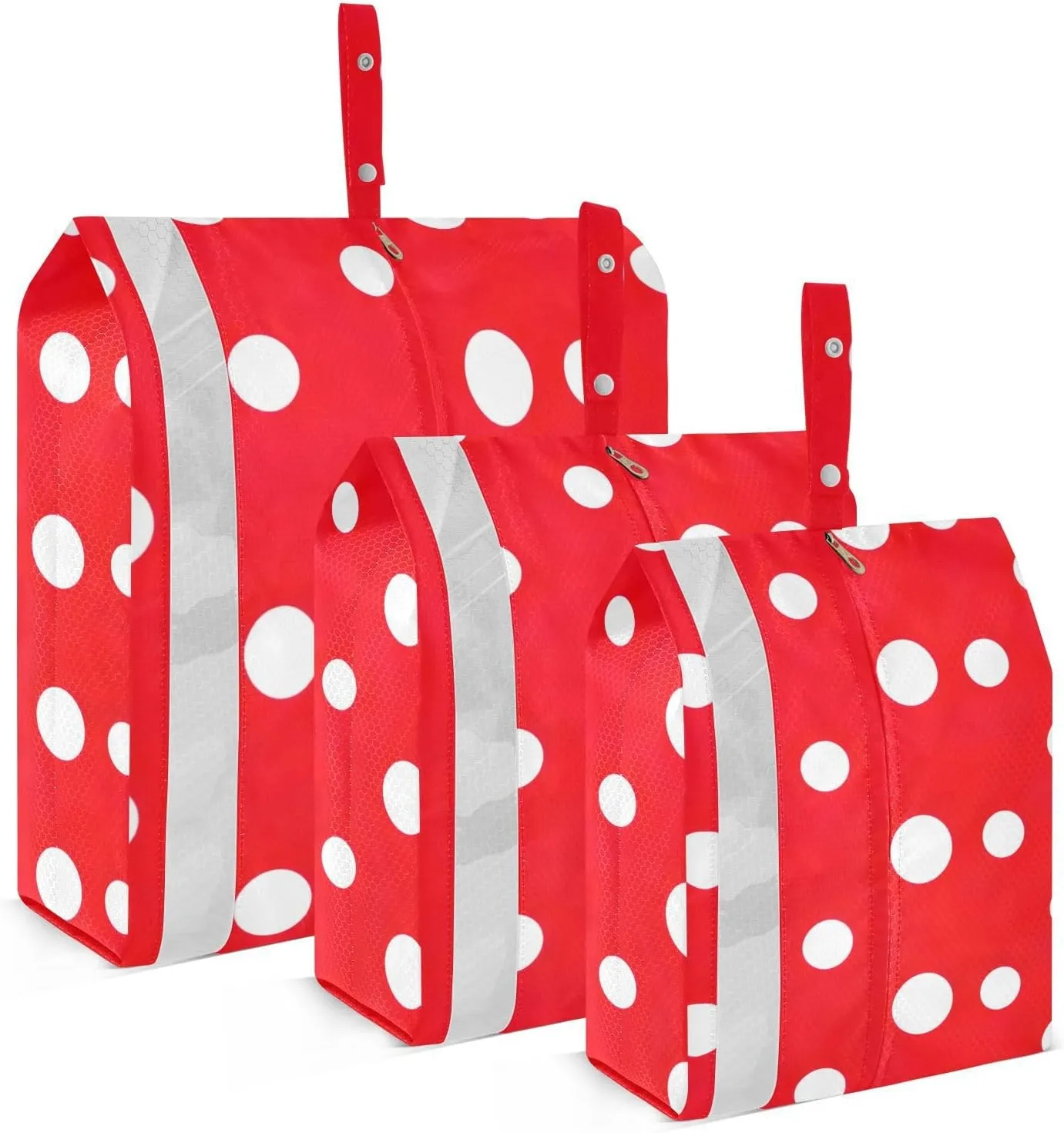 Red White Dots Packing Cubes for Suitcases 3 Set Compression Expandable Luggage Packing Organizers for Carry on Suitcase Travel Essentials Luggage Organizer Bags Set