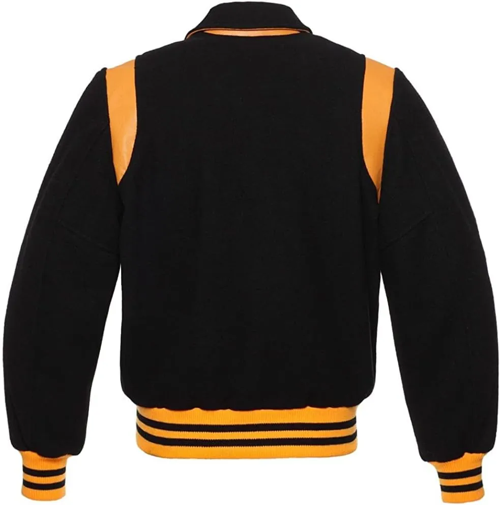 Retro Varsity Letterman Jacket since DECADES, 100% Melton Wool Body, Leather Shoulder Inserts, 11 Colors Options