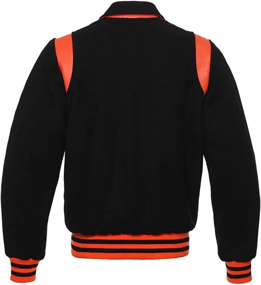 Retro Varsity Letterman Jacket since DECADES, 100% Melton Wool Body, Leather Shoulder Inserts, 11 Colors Options