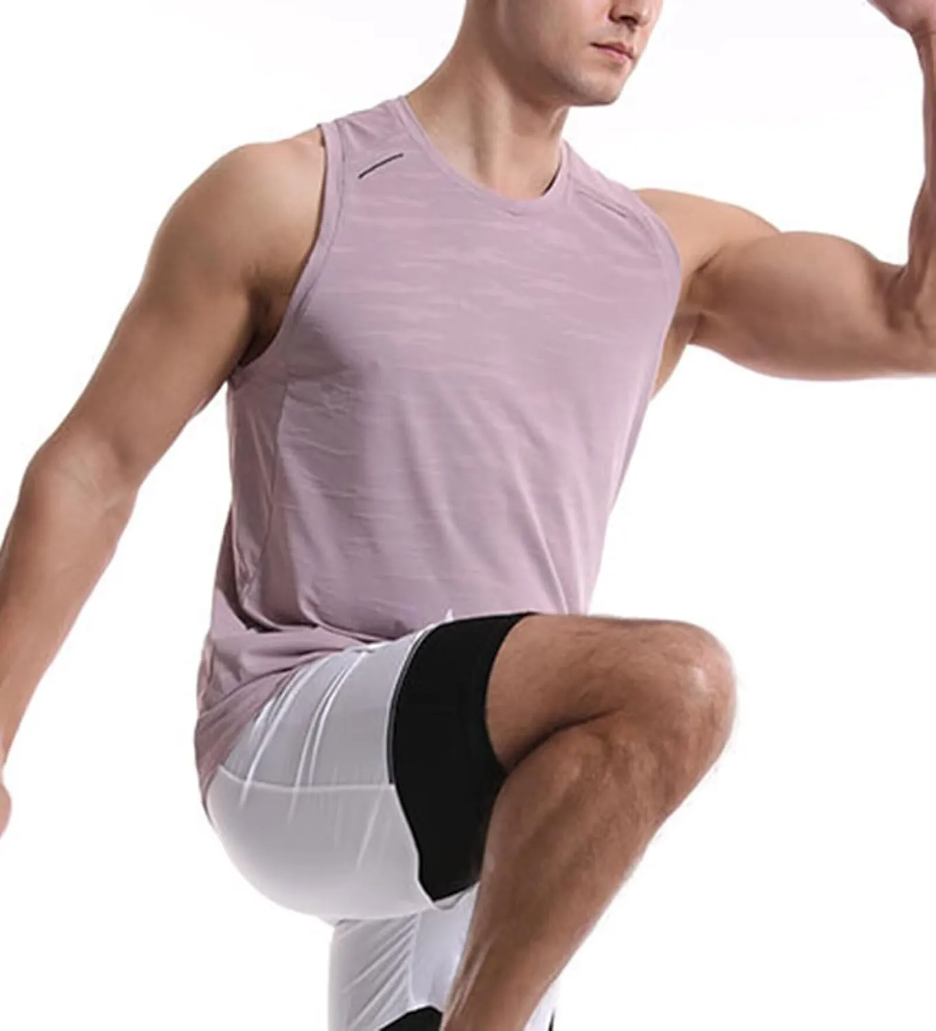 Rivccku Men's Athletic Workout Tank Tops Sleeveless Running Shirts Training Quick Dry Gym Vest