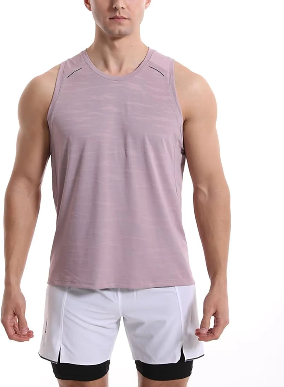 Rivccku Men's Athletic Workout Tank Tops Sleeveless Running Shirts Training Quick Dry Gym Vest