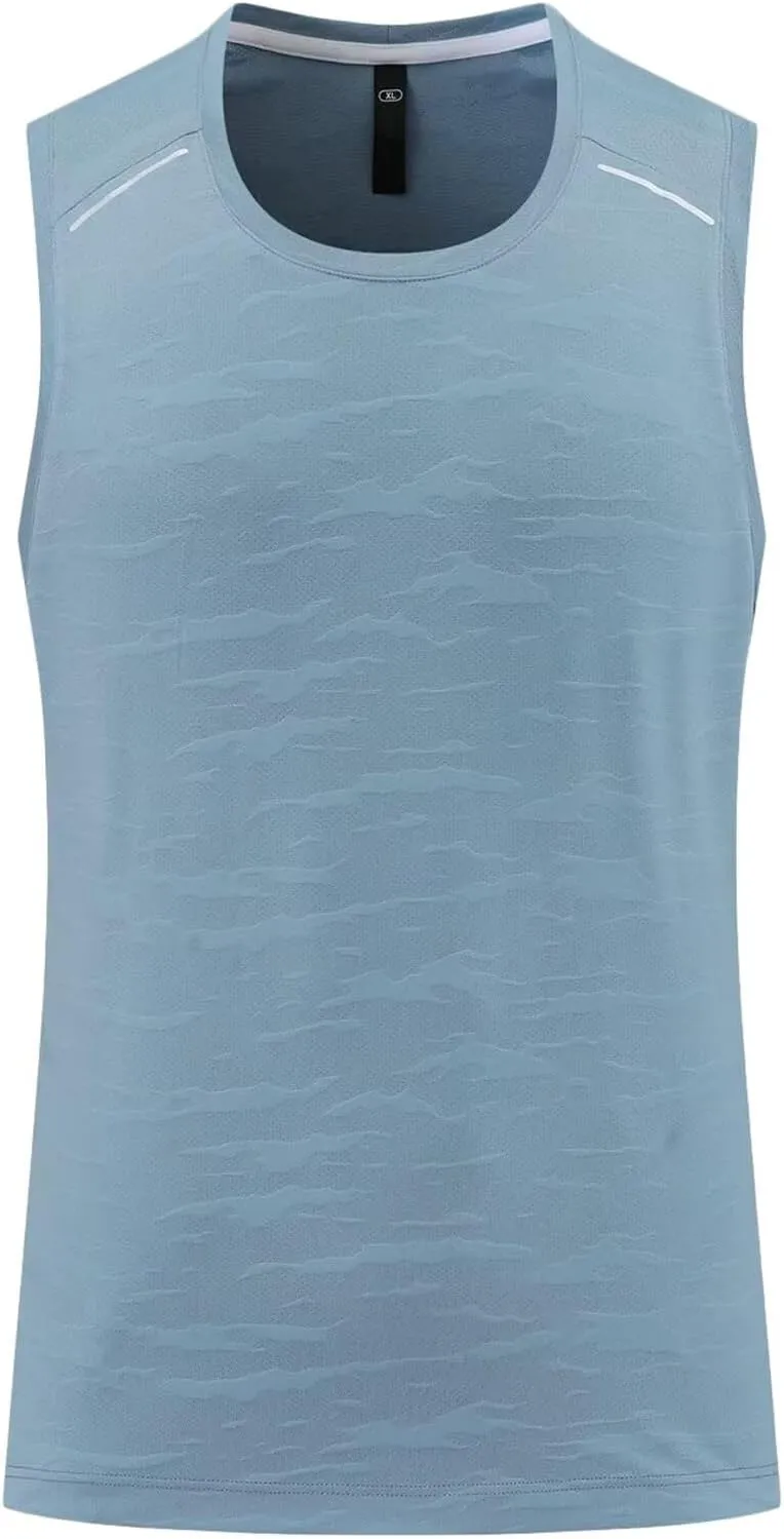 Rivccku Men's Athletic Workout Tank Tops Sleeveless Running Shirts Training Quick Dry Gym Vest