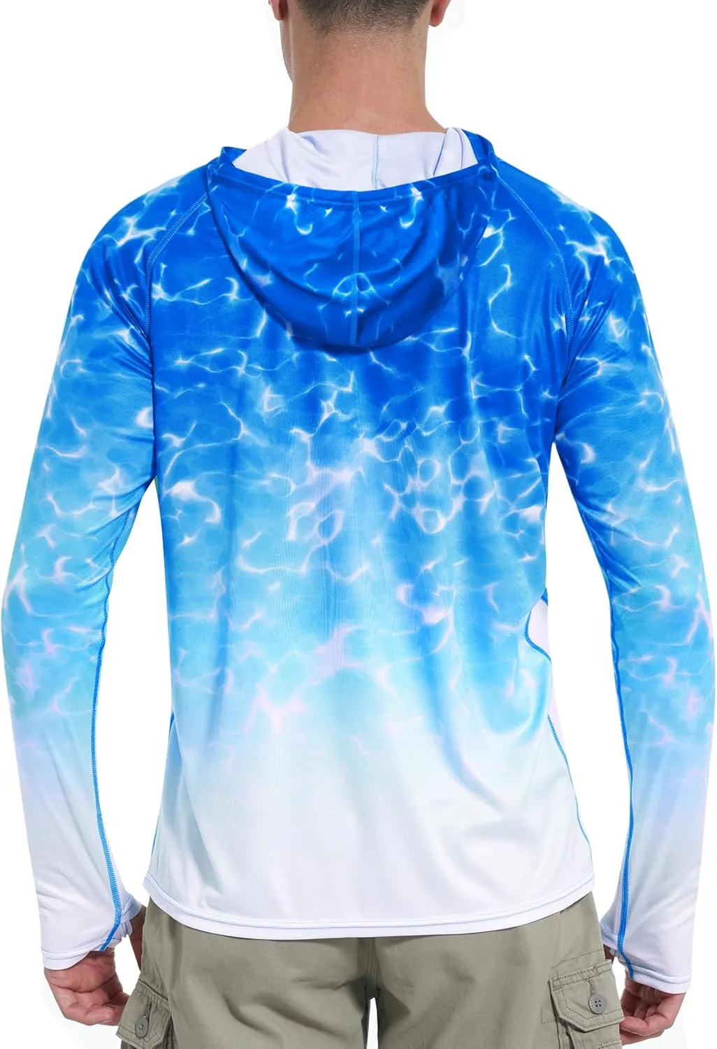 Roadbox Men's UPF 50  Sun Protection Rash Guard, UV Outdoor Fishing Long Sleeve Shirts, Swimming Hiking Shirt with Thumbholes